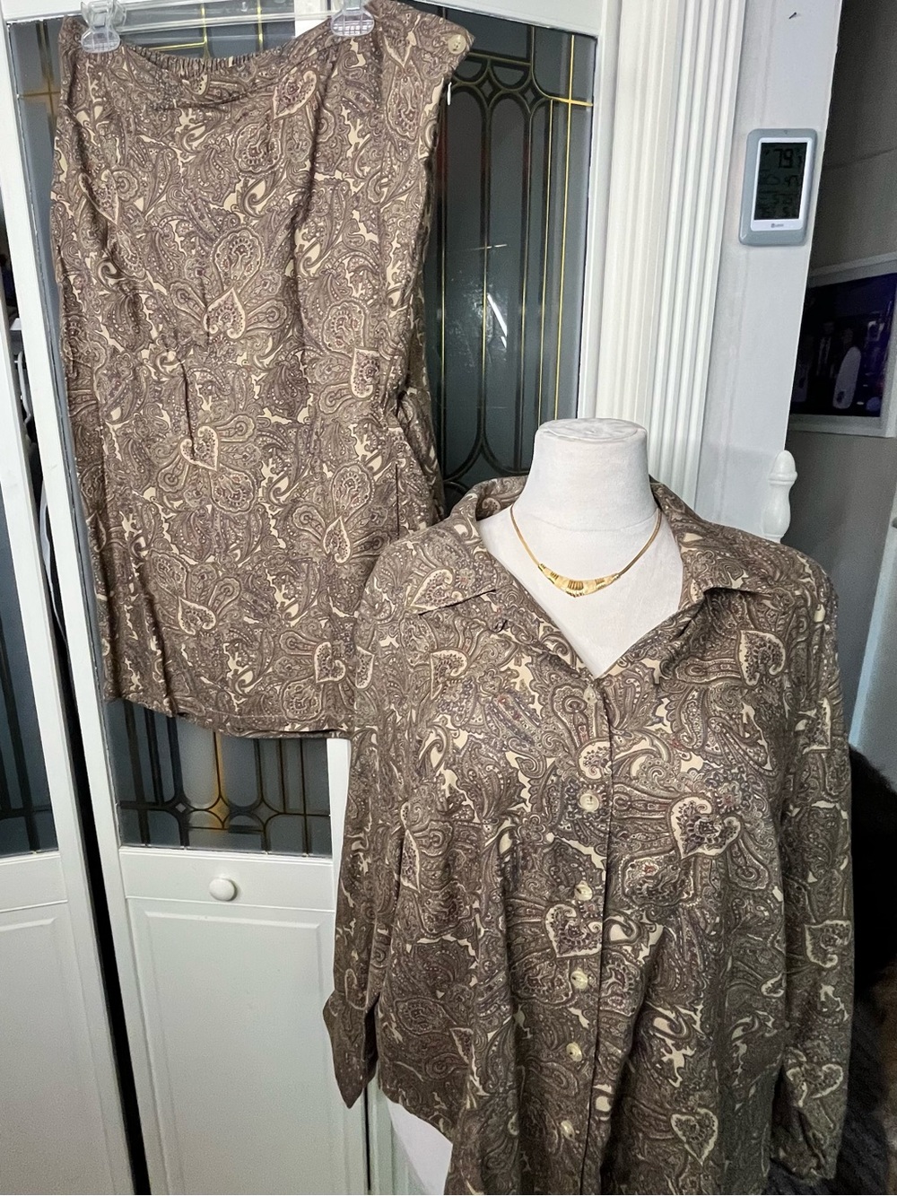 Liz Claiborne Vintage 90’s Paisley 2 Piece Skirt Set Size 22W Brown Neutral Plus